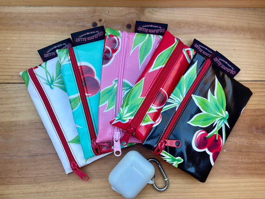 Small Oilcloth Lined Pouch - Cherry Collection