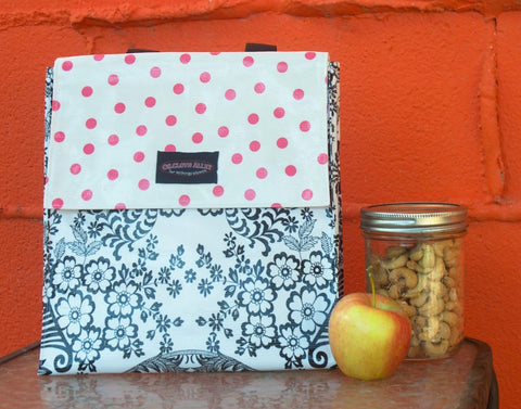 Oilcloth Insulated Lunch Bag - Black Toile