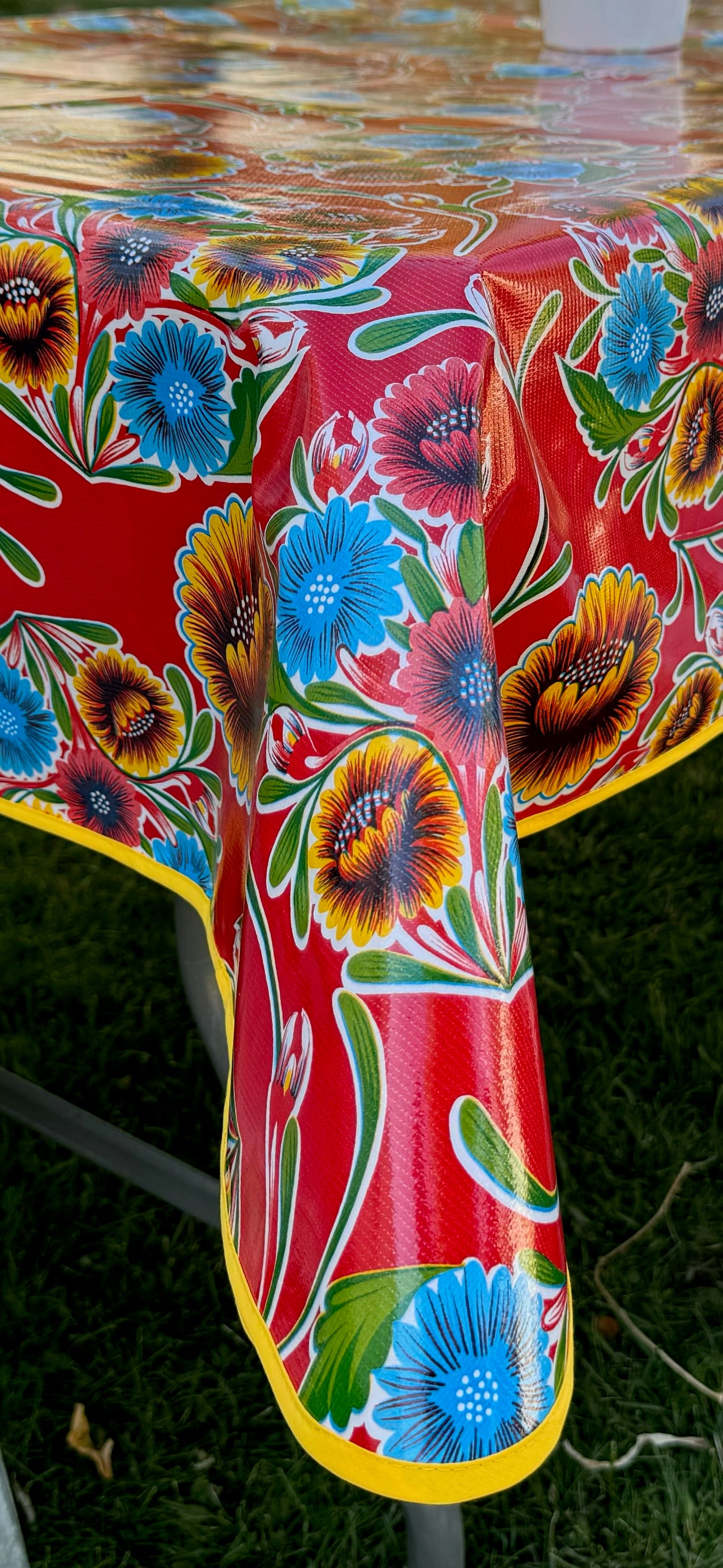 Red Springbloom Oilcloth Tablecloths