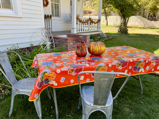 Orange Mums Oilcloth Tablecloths