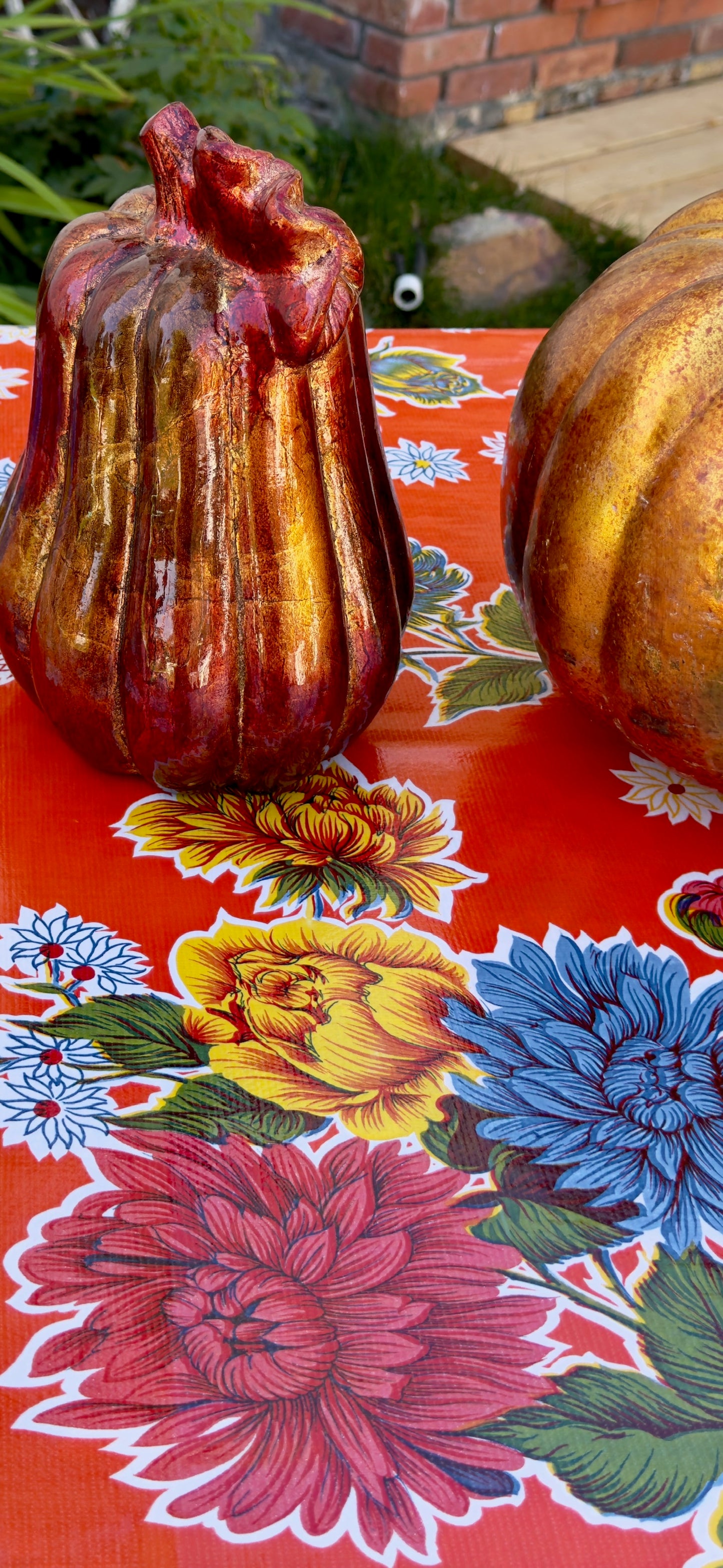 Orange Mums Oilcloth Tablecloths