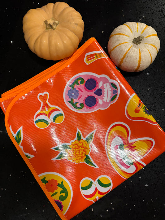Orange Skulls Oilcloth Tablecloths