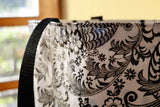 Reversible Oilcloth Totebag - Black and White Toile with Pink or Black Polka - Two Sizes