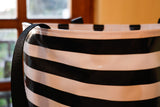 Reversible Oilcloth Totebag - Black and White Stripes with Black and Silver Confetti - Two Sizes