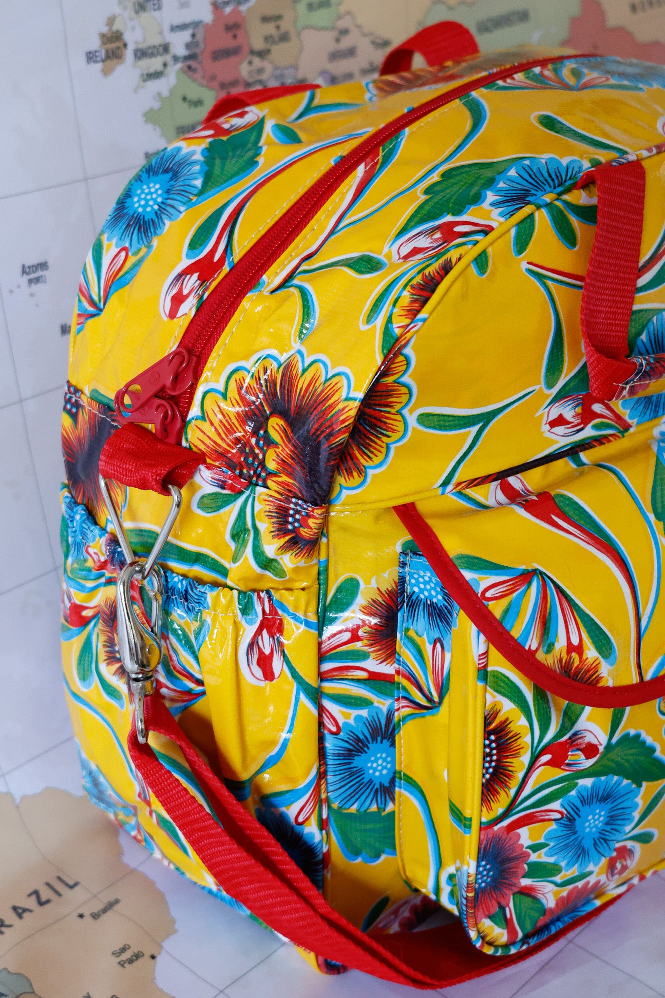 Oilcloth Carryall Bag - Yellow Spring Bloom