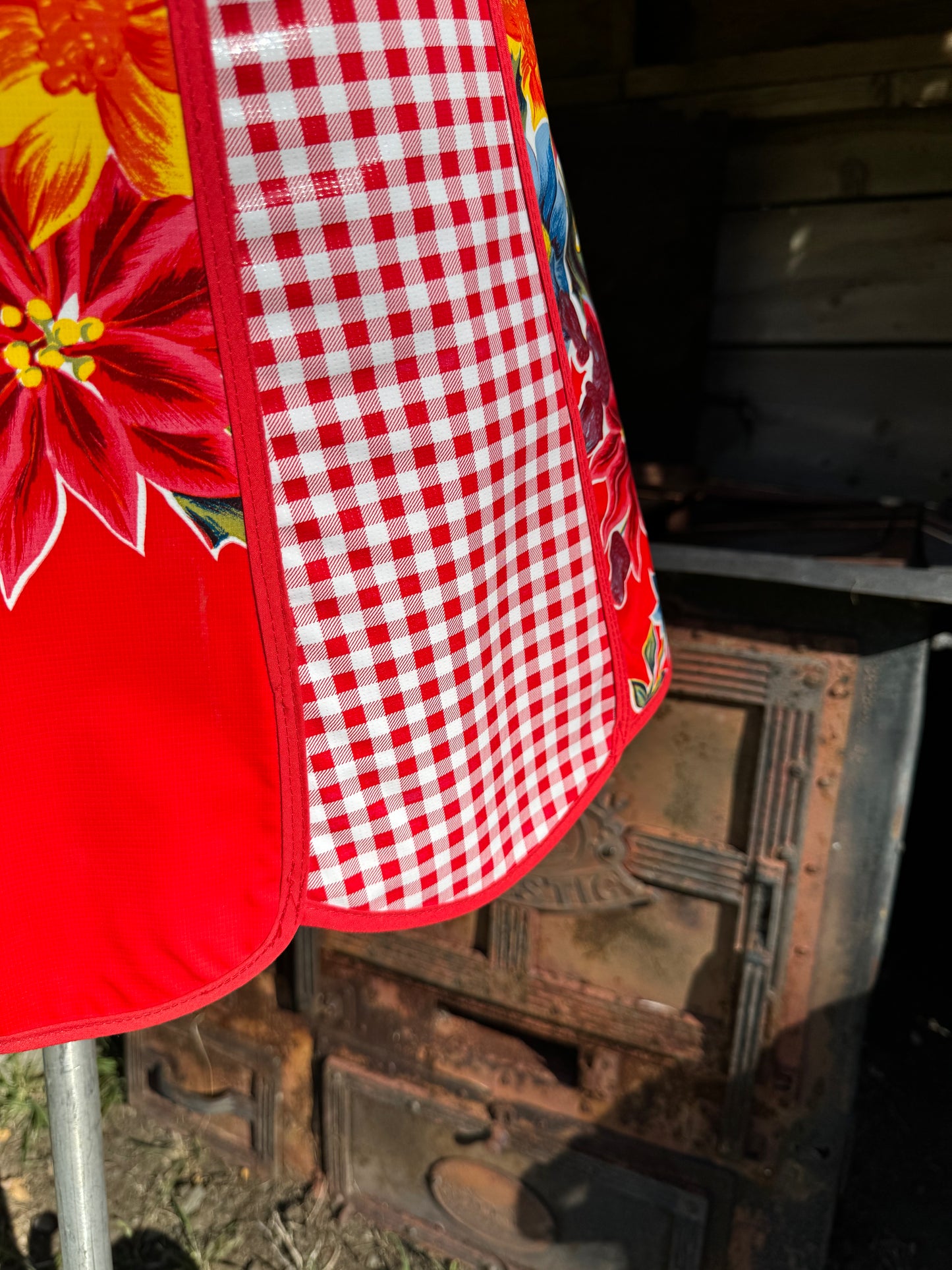 Red Vintage Christmas Retro Oilcloth Apron