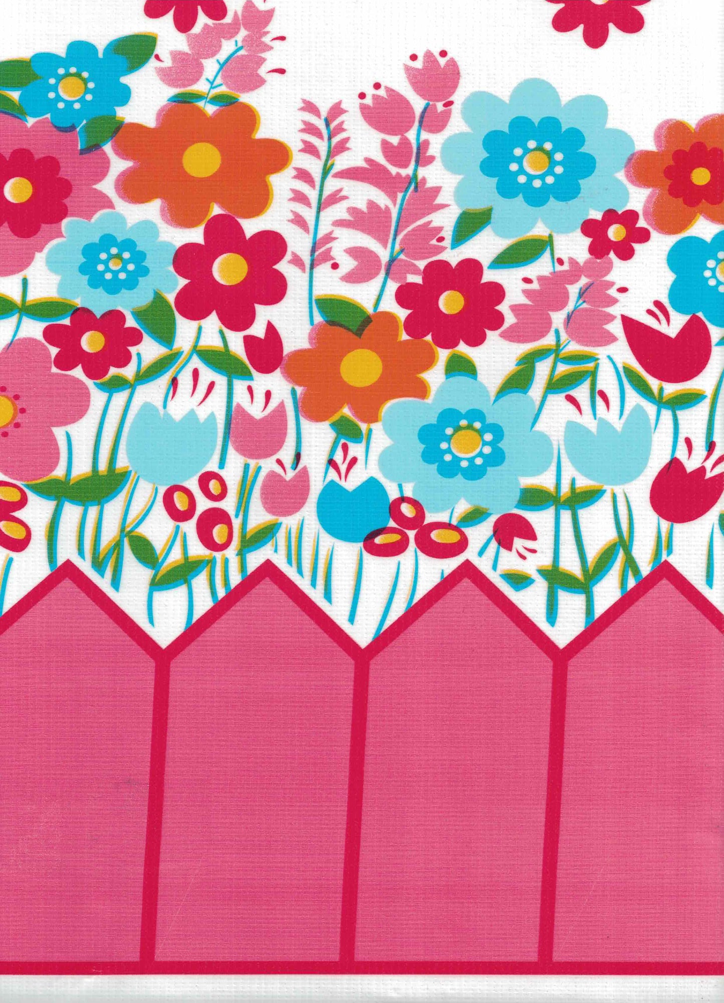 White Dutch Flowers Oilcloth Fabric