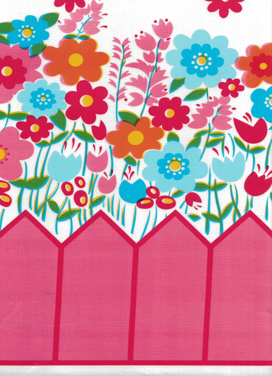 White Dutch Flowers Oilcloth Fabric