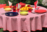 Round Red Gingham Oilcloth Tablecloth