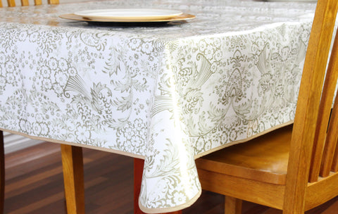 Gold Toile Oilcloth Tablecloths