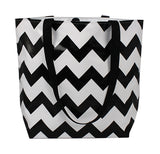 Reversible Oilcloth Totebag - Black Chevron with Black and Silver Confetti - Two Sizes