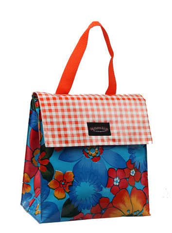 Oilcloth Insulated Lunch Bag - Blue Flora