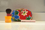 Red Hibiscus Oilcloth Combination Set - Mini and Small Cosmetic Bag, Small Pouch
