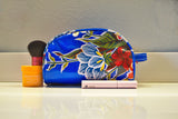 Blue Hibiscus Oilcloth Combination Set - Small Cosmetic Bag & Pouch