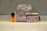 Silver Cherry Blossom Oilcloth Combination Set - Mini and Small Cosmetic Bag,  Small Pouch