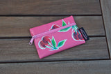 Small Oilcloth Lined Pouch - Pink Cherry