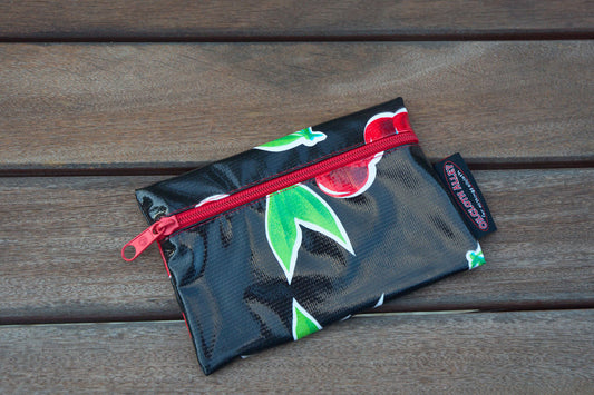 Small Oilcloth Lined Pouch - Black Cherry