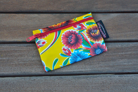 Small Oilcloth Lined Pouch - Yellow Springbloom