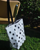 Reversible Oilcloth Totebag - Black and Silver Confetti with Black Gingham - Two Sizes