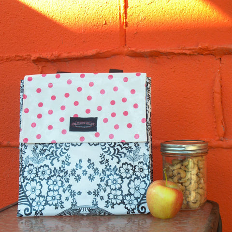 Oilcloth Insulated Lunch Bag - Black Toile