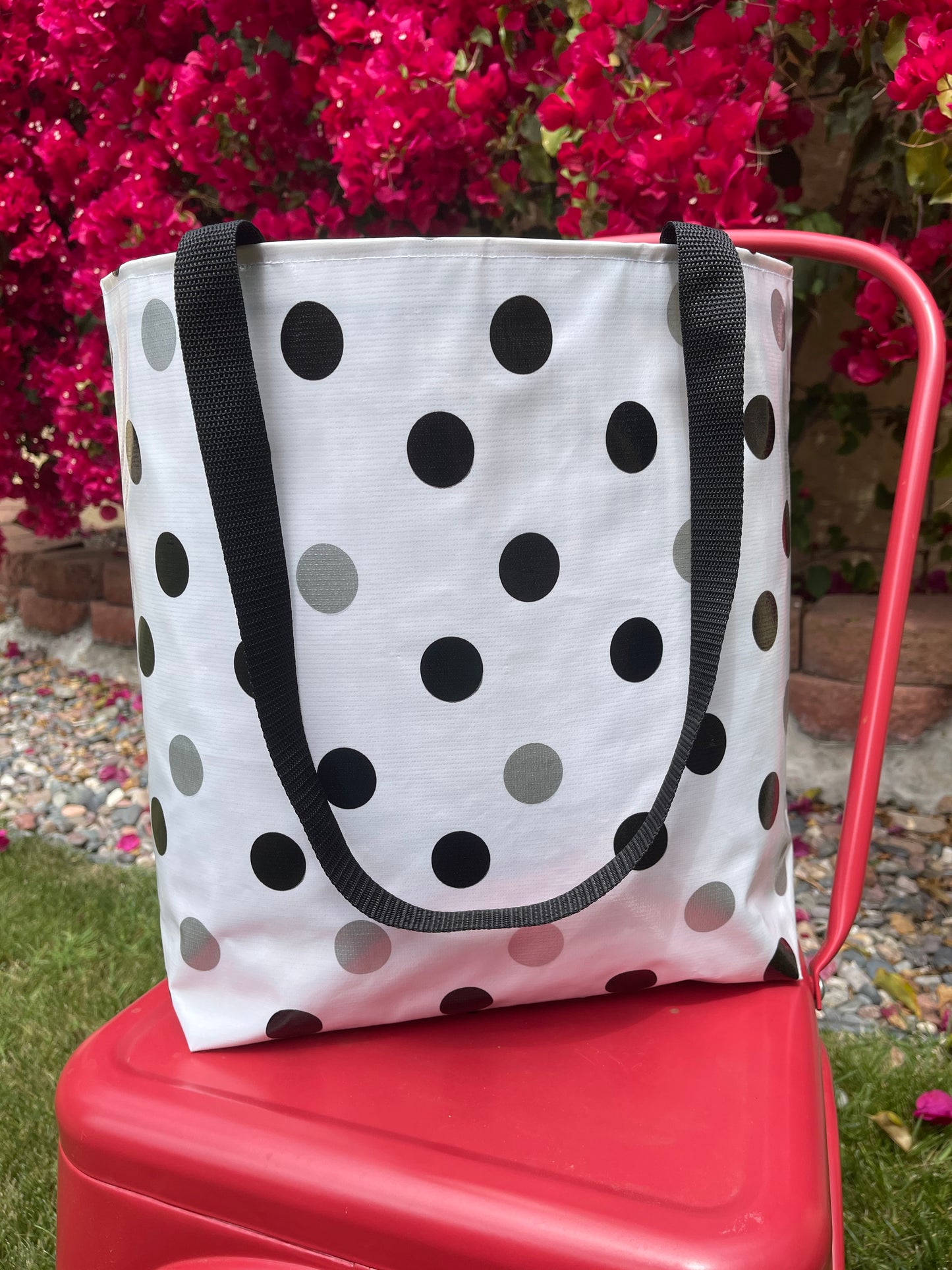 Black Confetti Oilcloth Fabric