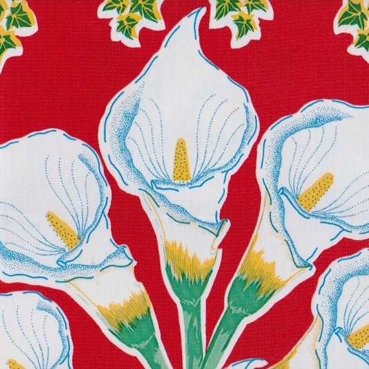 Red Calla Lily Oilcloth Fabric