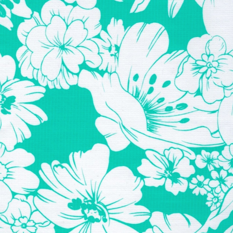 Aqua Chantilly Oilcloth Fabric