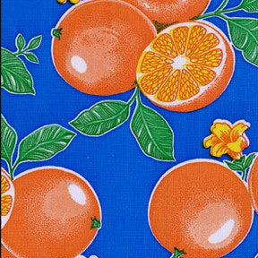 Oranges on Blue Oilcloth Fabric