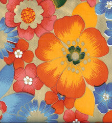 Flora on Gold Oilcloth Fabric