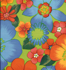 Flora on Lime Green Oilcloth Fabric
