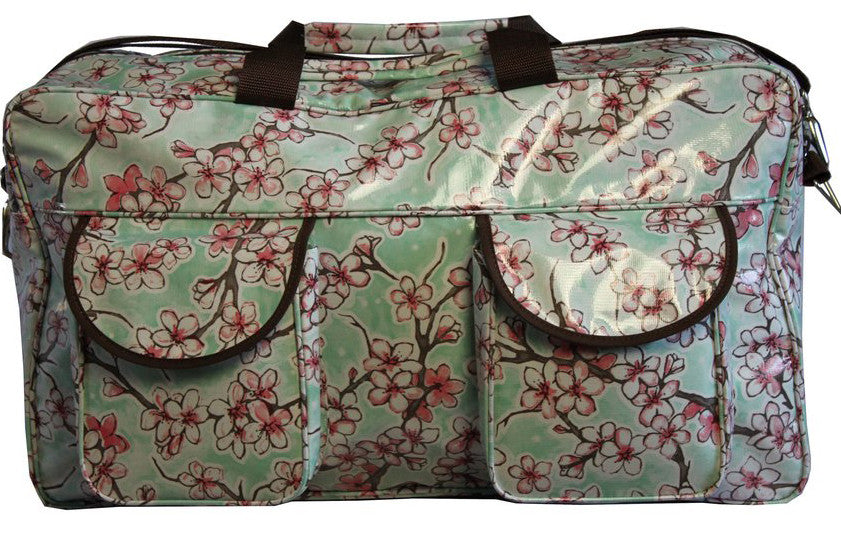 Oilcloth Weekender Bag -  Seafoam Cherry Blossom