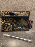 Gold Cheetah and Gold Toile Oilcloth Combination Set - Small Cosmetic Bag & Small Pouch oh