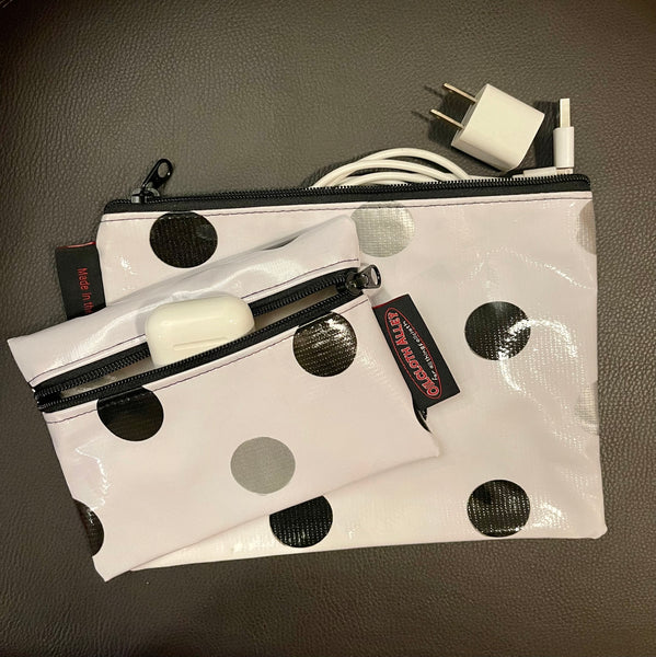 Black Confetti Oilcloth Pouch Set, Small & Medium Oilcloth Alley