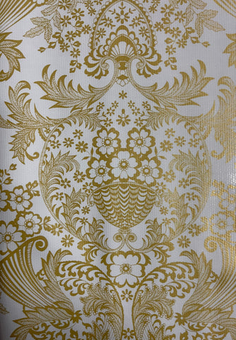 Gold Toile Oilcloth Fabric