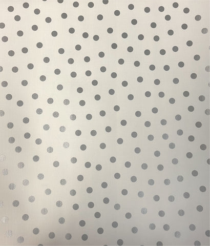 Silver Polka Dot Oilcloth Fabric