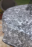 Black and White Toile Oilcloth Fabric