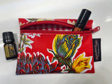 Red Mums Oilcloth Combination Set - Mini and Small Cosmetic Bag, Small Pouch