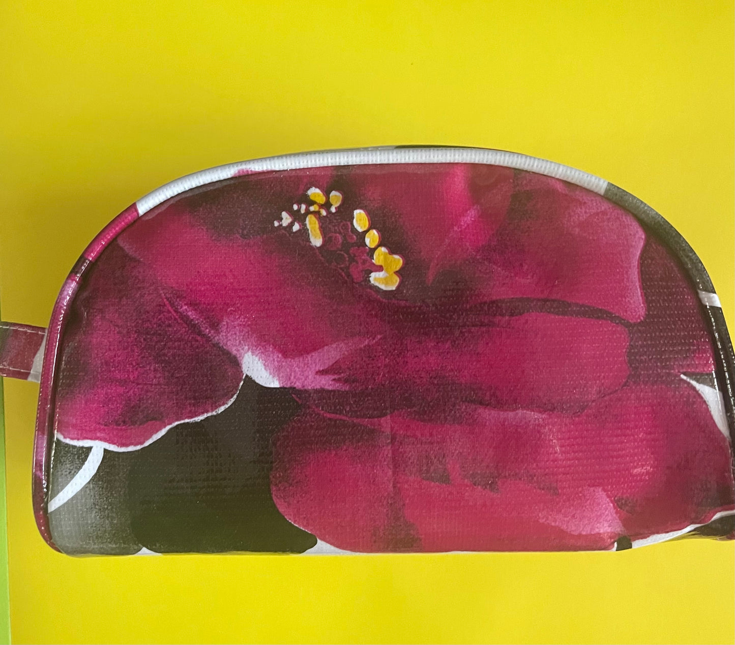 Magenta Blossom Oilcloth Combination Set - Mini and Small Cosmetic Bag, Small Pouch