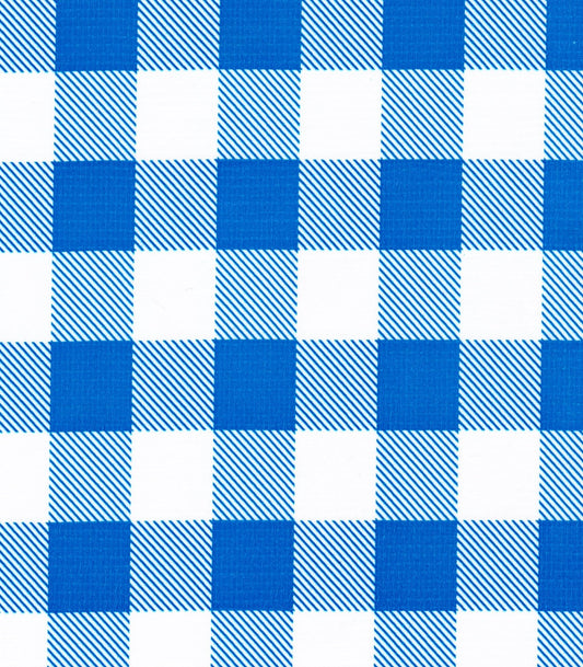 Blue Cafe Check Oilcloth Fabric