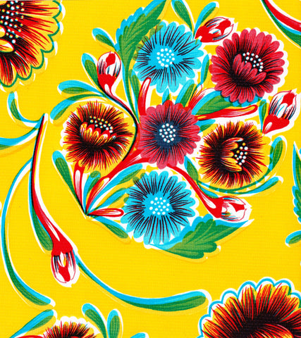 Yellow Spring Bloom Oilcloth Fabric