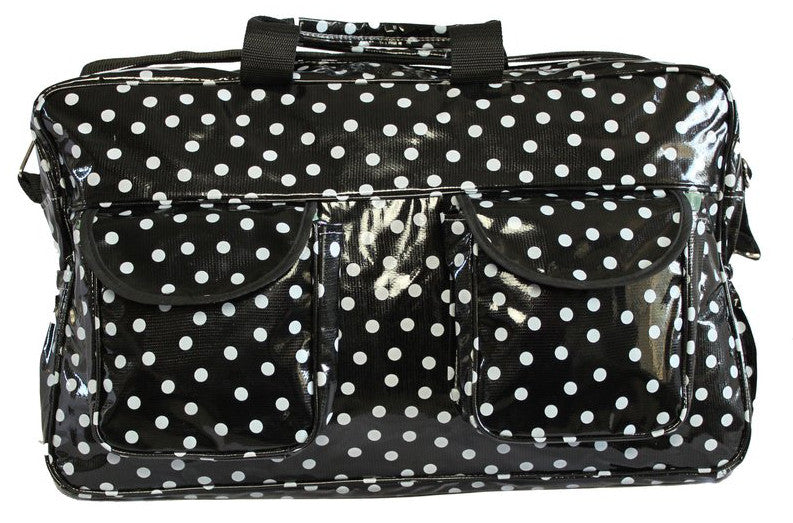 Oilcloth Weekender Bag - White on Black Polka Dot