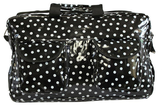 Oilcloth Weekender Bag - White on Black Polka Dot