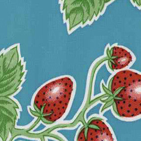 Light Blue Strawberry Oilcloth Fabric