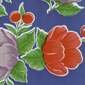 Blue Poppy Oilcloth Fabric