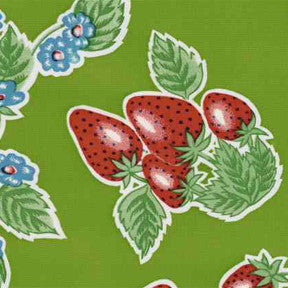 Green Strawberry Oilcloth Fabric