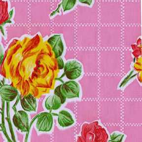 Pink Rose Oilcloth Fabric