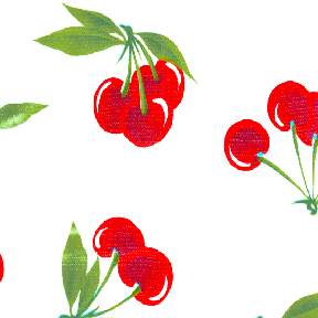 White Cherry Oilcloth Fabric