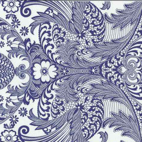 Blue and White Toile Oilcloth Fabric