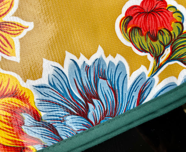 Round Tan Mums Oilcloth Tablecloth – Oilcloth Alley
