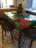 Green Vintage Christmas Oilcloth Tablecloths